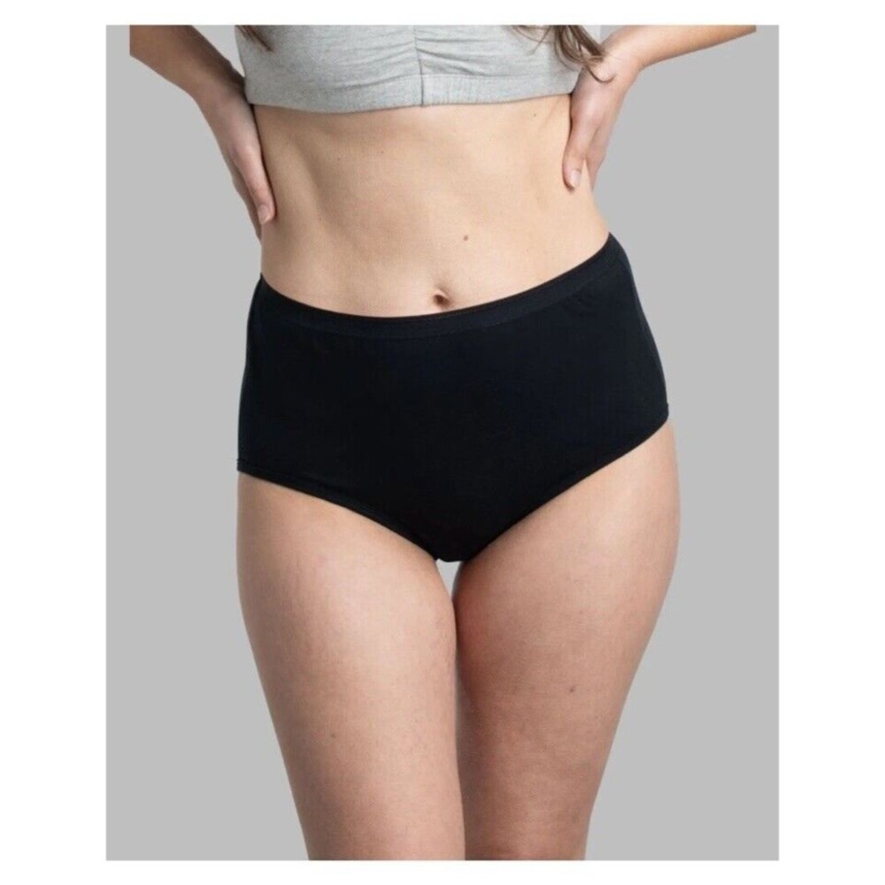 Fruit of The Loom Cotton Briefs Underwear Panties Women's Size 9-2X Black 6 Pack